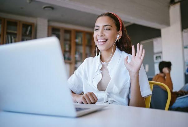 a photo of a presenter speaking at a webinar